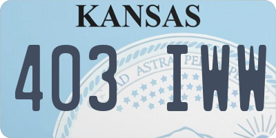 KS license plate 403IWW