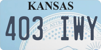 KS license plate 403IWY