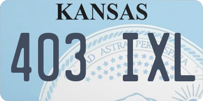 KS license plate 403IXL