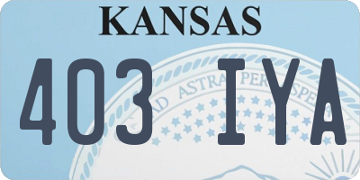 KS license plate 403IYA