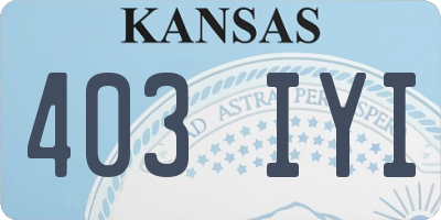 KS license plate 403IYI