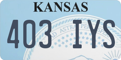 KS license plate 403IYS
