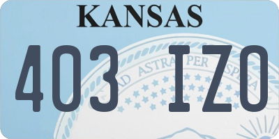 KS license plate 403IZO