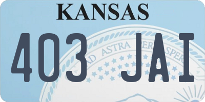 KS license plate 403JAI