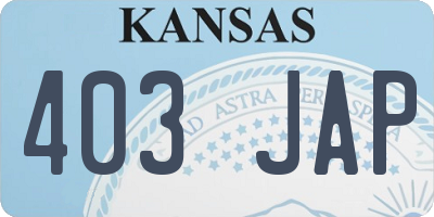 KS license plate 403JAP