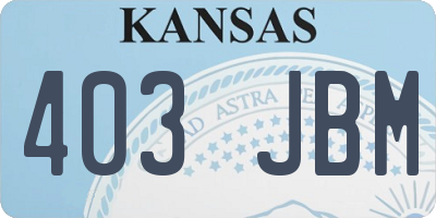 KS license plate 403JBM