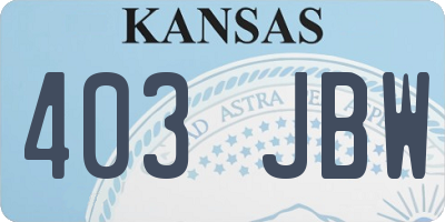 KS license plate 403JBW