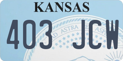 KS license plate 403JCW