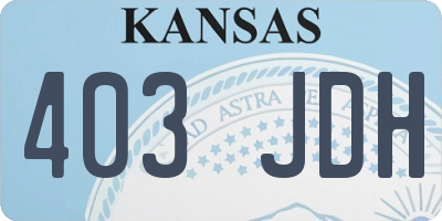 KS license plate 403JDH