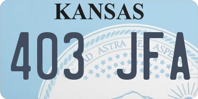KS license plate 403JFA