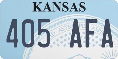 KS license plate 405AFA