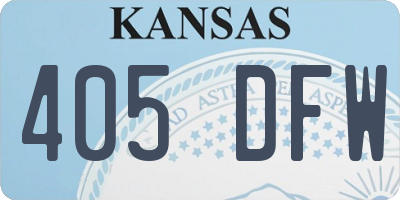 KS license plate 405DFW