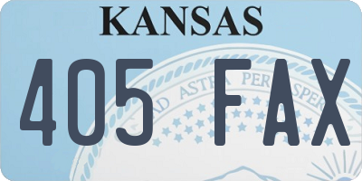KS license plate 405FAX
