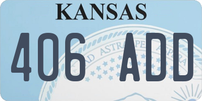 KS license plate 406ADD