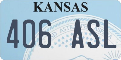 KS license plate 406ASL