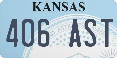 KS license plate 406AST