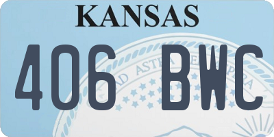 KS license plate 406BWC