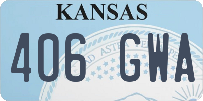 KS license plate 406GWA