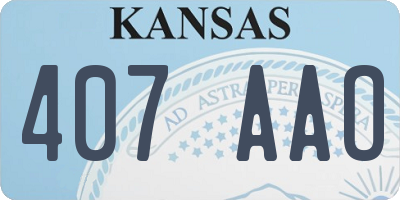 KS license plate 407AAO