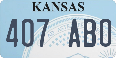KS license plate 407ABO