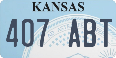 KS license plate 407ABT