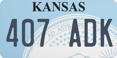 KS license plate 407ADK