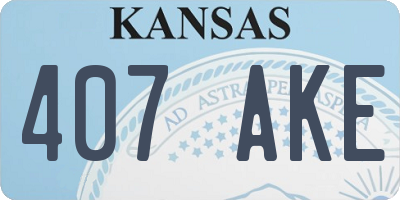 KS license plate 407AKE