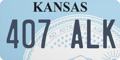 KS license plate 407ALK