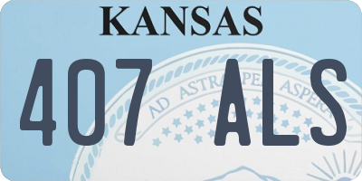 KS license plate 407ALS