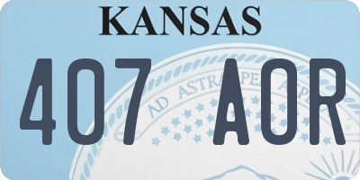 KS license plate 407AOR