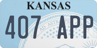 KS license plate 407APP