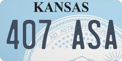 KS license plate 407ASA