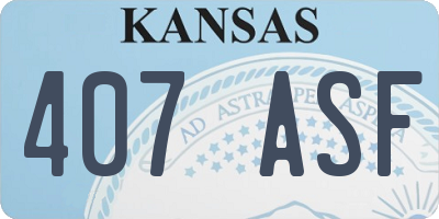 KS license plate 407ASF