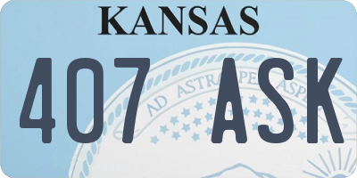 KS license plate 407ASK