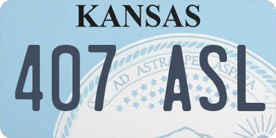 KS license plate 407ASL