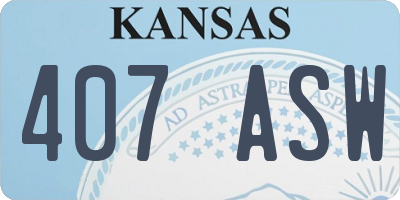 KS license plate 407ASW