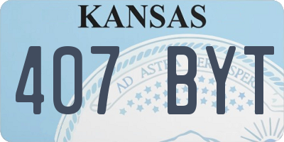 KS license plate 407BYT