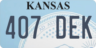 KS license plate 407DEK