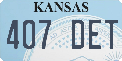 KS license plate 407DET