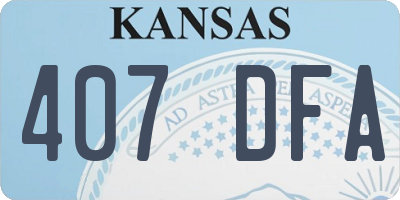 KS license plate 407DFA