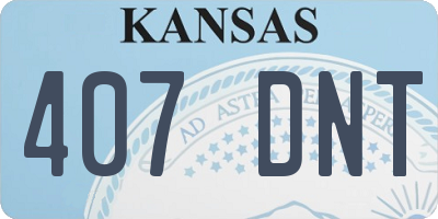 KS license plate 407DNT