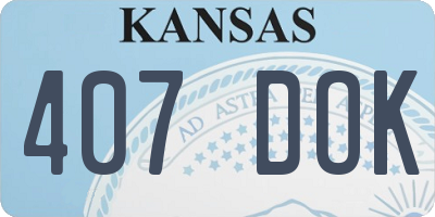 KS license plate 407DOK