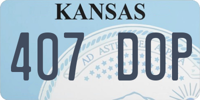 KS license plate 407DOP