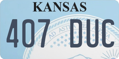 KS license plate 407DUC