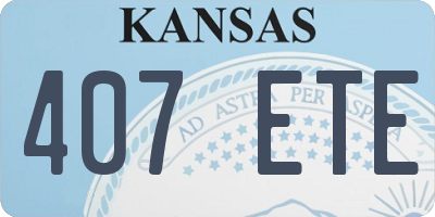 KS license plate 407ETE