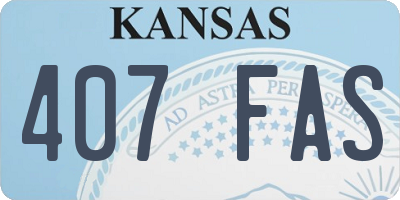 KS license plate 407FAS