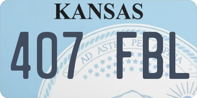 KS license plate 407FBL