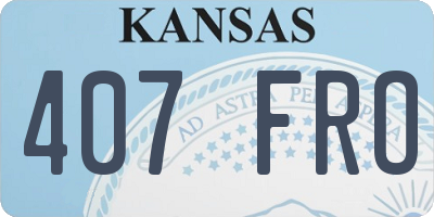 KS license plate 407FRO