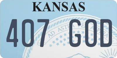 KS license plate 407GOD