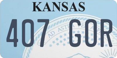 KS license plate 407GOR